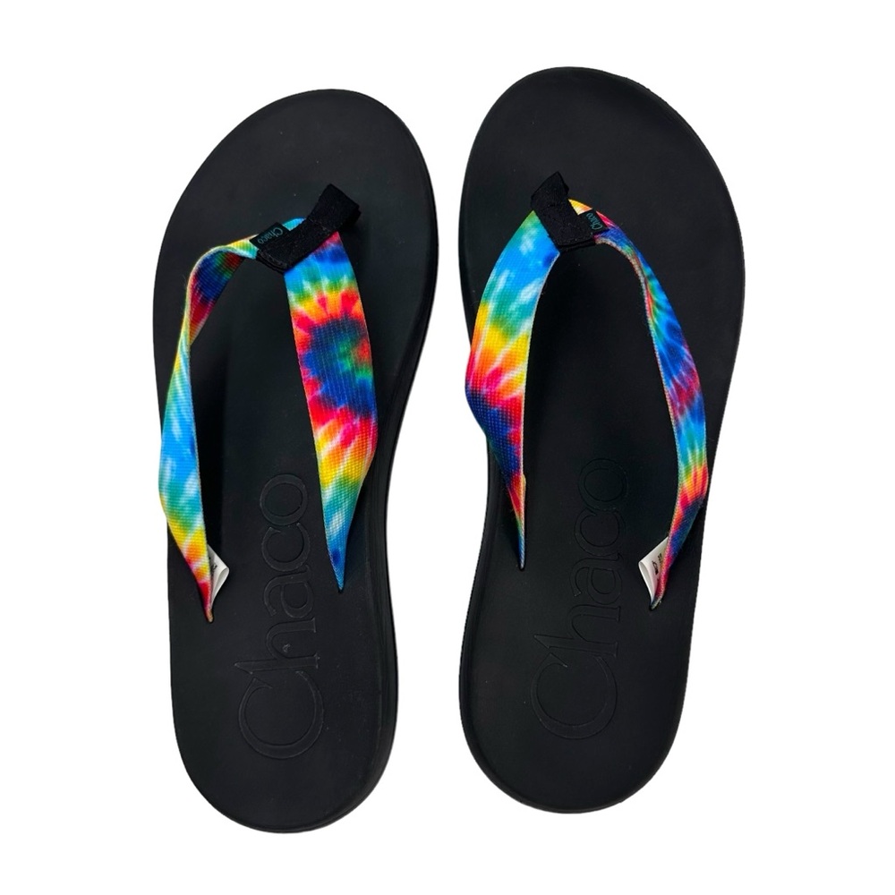 Chaco Chillos Mens Size 13 Flip Flops Tie Dye Sandals Sport Thongs Rainbow